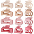 3 Styles Hair Clips for Women Small Medium Big Claw Clips for Thin Thick Hair 12 Pcs Hair Claw Clips Hair Clips Combination Hair Accessories for Women (Pink)