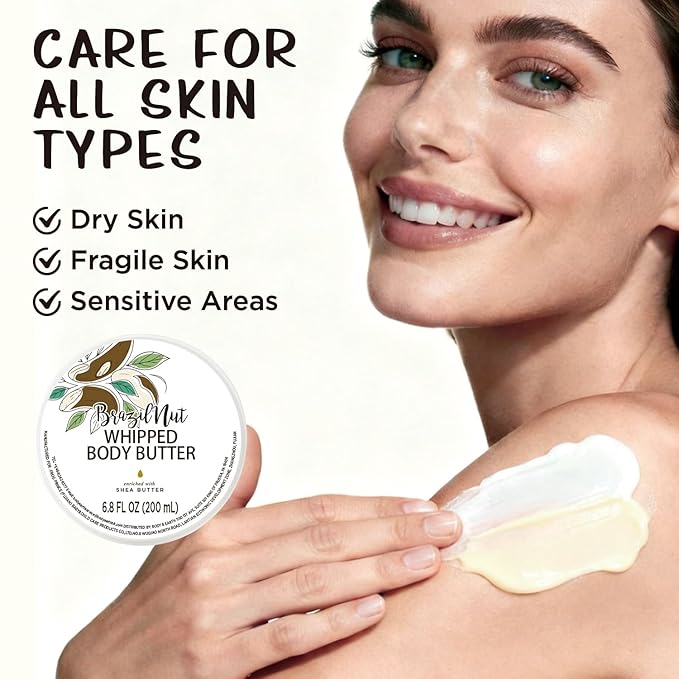 Brazil Nut Whipped Body Butter, Shea Body Butter for Women Dry Skin, Natural Brazil Nut Lotion for Body Moisturizer-Deep Moisturizing and Softening-6.8 floz(200ml)
