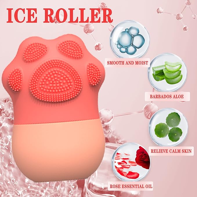 MS WGO Ice Roller for Face Eye Puffiness Relief - Cube Face Contour Facial Ice Roller - Eliminates Wrinkles, Dark Circles & Sunburn - Suitable for All Skin Types