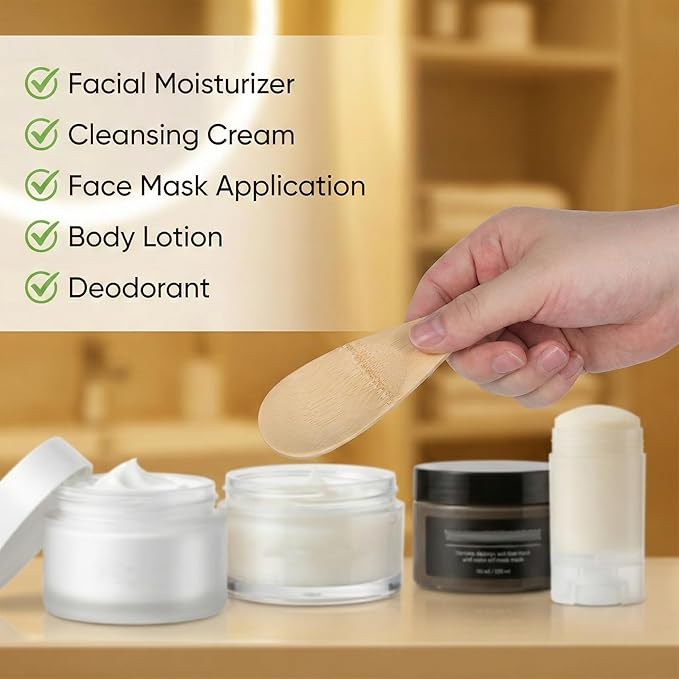8 Pcs Deodorant Cream Applicators, Portable Face Applicator Bamboo Face Mask Spatula Multi-functional Beauty Spa Mini Spoon Makeup Beauty Tools Set for Deodorant Cream Cosmetic Mask Mud Clay