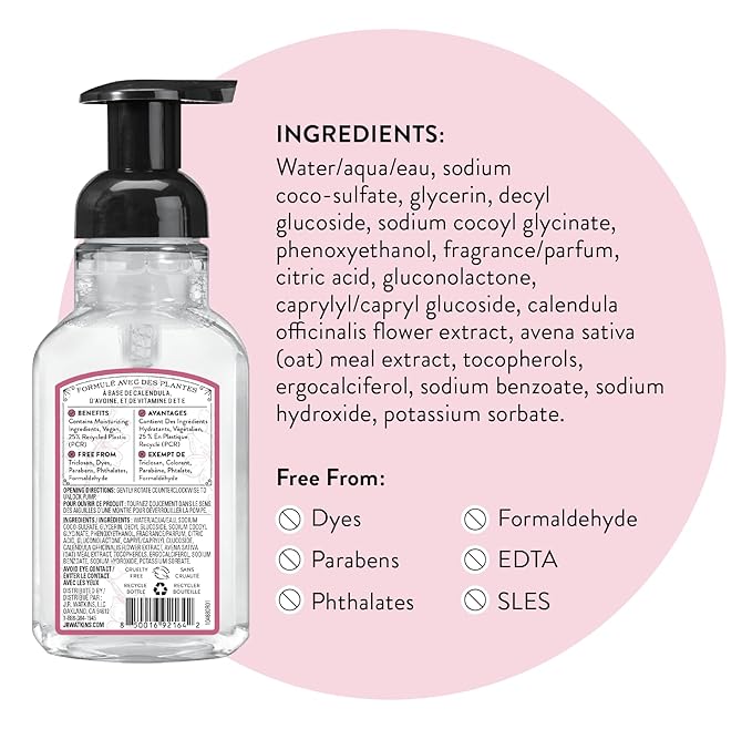 J.R. Watkins Foaming Hand Soap Pump with Dispenser, Moisturizing All Natural Hand Soap Foam, Alcohol-Free, Cruelty-Free, USA Made, Use as Kitchen or Bathroom Soap, Cherry Blossom, 9 fl oz, 15 Pack