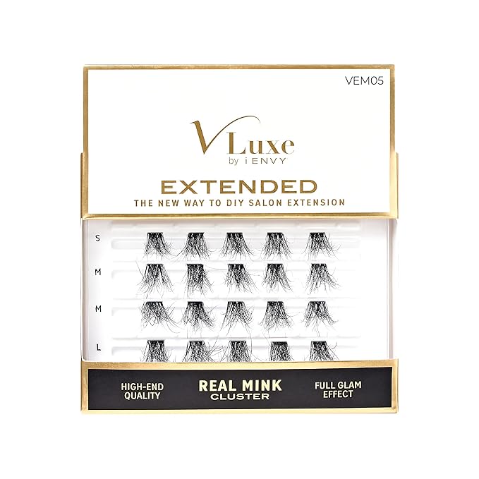 i•ENVY Extended Real Mink Lash Clusters Lashes DIY Salon Lash Extension Apply Underneath Natural Lashes for Perfect Lash Extension Effect, False Eyelashes Reusable