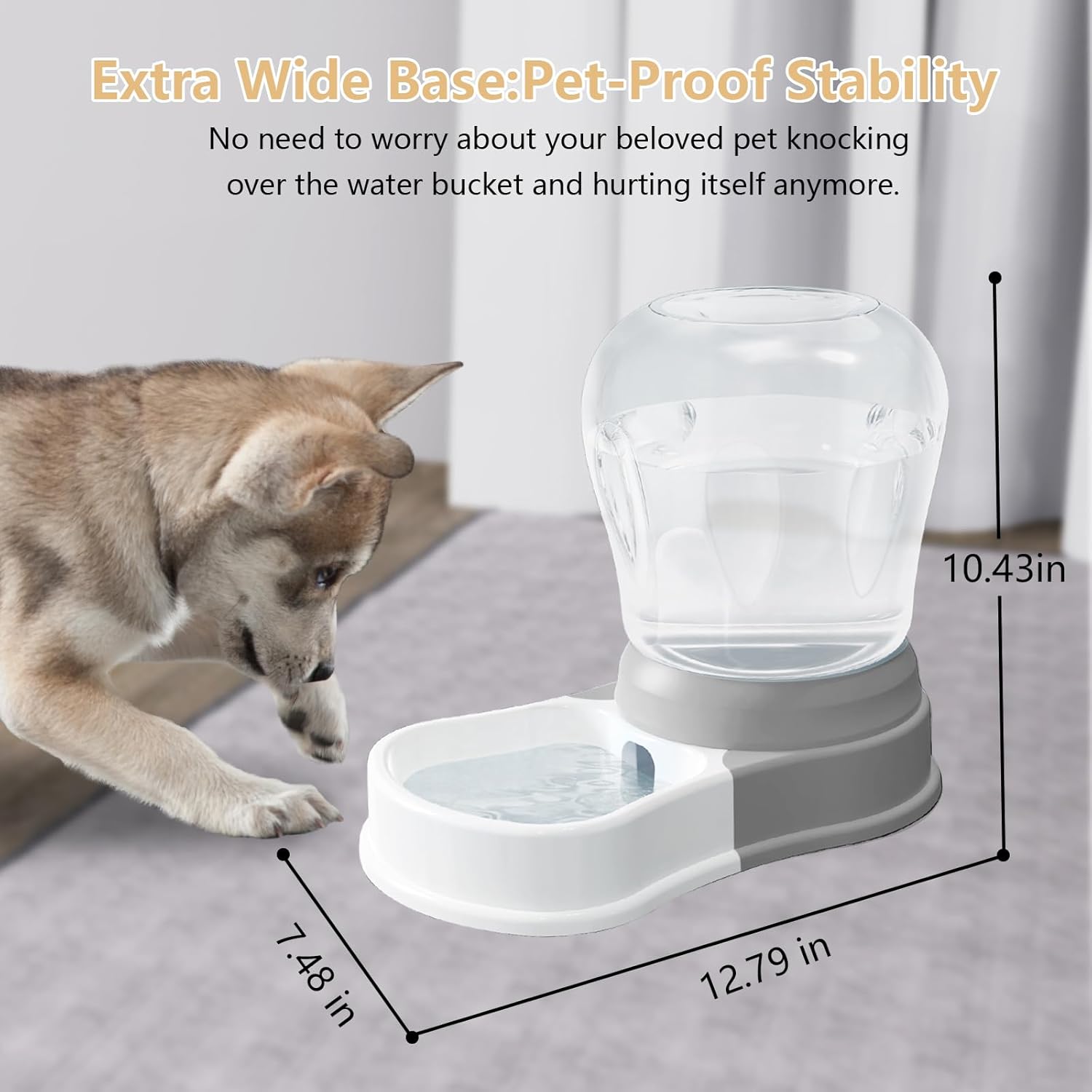 1 Gallon Automatic Dog Water Bowl Dispenser,Large Capacity Water Feeder for Cats and Dogs, BPA-Free,1 Gallon Grey