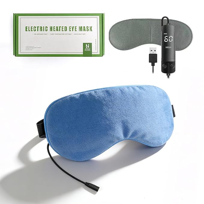 Heated Eye Mask, Warm Eye Compress for Dry Eyes Blepharitis, USB Electric Eye Heating Pad with 3 Temperature & Timer Control, Eye Sleep Mask for Dark Circles and Puffiness Relief