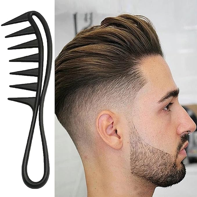 2 Pcs Wide Tooth Comb, Large Tooth Curl Comb Shark Teeth Hair Hairstyle Tool for Curly Wet Wavy Thick Hair Wigs Barber Salon, Women Men