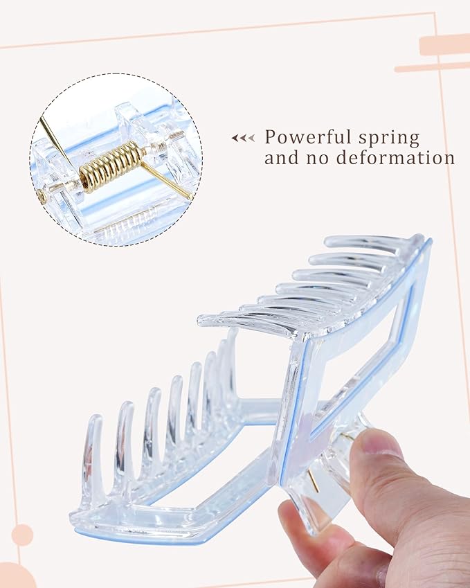 Molans 5Inch Large Hair Claw Clips 4 PCS for Women - Acrylic Hair Accessories for Thick Hair and Long Hair, Big Strong Durable Hair Applique, Oversized Non-slip Rectangle Butterfly Jaw Hair Clips