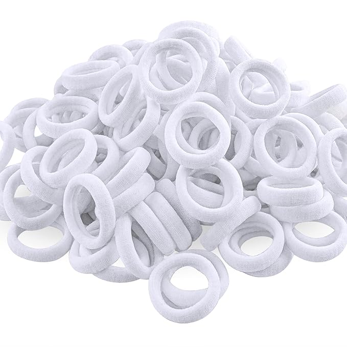 120 Pcs Baby Hair Ties, Cotton Toddler Hair Ties for Girls and Kids, Multicolor Small Seamless Hair Bands Elastic Ponytail Holders (White)