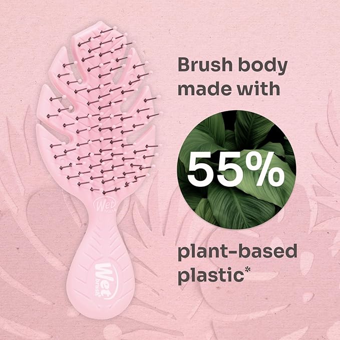 Wet Brush Go Green Mini Detangler, Pink - Detangling Travel Hair Brush - Ultra-Soft IntelliFlex Bristles Glide Through Tangles & Gently Loosens Knots While Minimizing Pain, Split Ends & Breakage