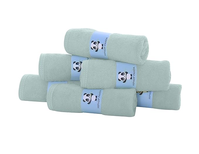 HIPHOP PANDA Baby Washcloths, Rayon Made from Bamboo - 2 Layer Ultra Soft Absorbent Newborn Bath Face Towel - Reusable Baby Wipes for Delicate Skin - Green, 12 Pack