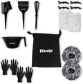 17-in-1 Hair Dye Kit - Pouch with Complete Hair Coloring Kit, Color Mixing Bowl, Brushes, Clips, Disposable Gloves, Mixing Whisk - DIY Highlights, Professional, Hairdressing Supplies