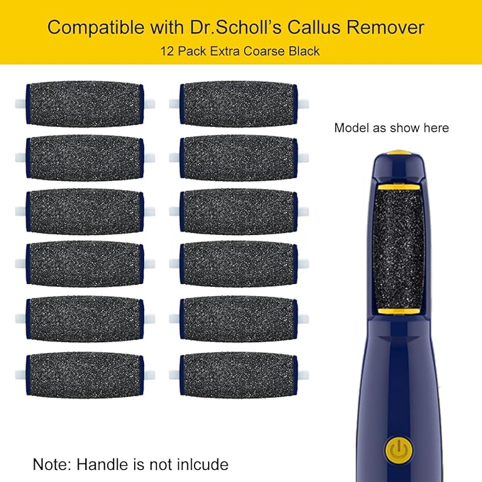 Replacement Roller Compatible with Dr. Scholl's Callus Remover Electronic Foot File-Extra Coarse (12 Pack)