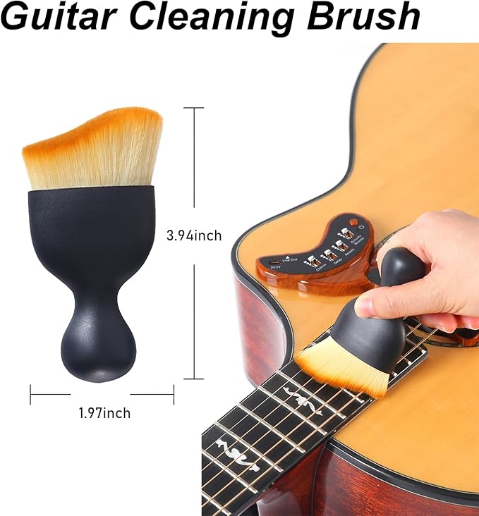 Guitar Cleaning Kit, Fretboard Lemon Oil, Polish and Oil Care, Guitar String Cleaner Tool Brush String, Fret Care, Cleaning Brush & Cleaning Cloth, Extends Fretboard and String Life