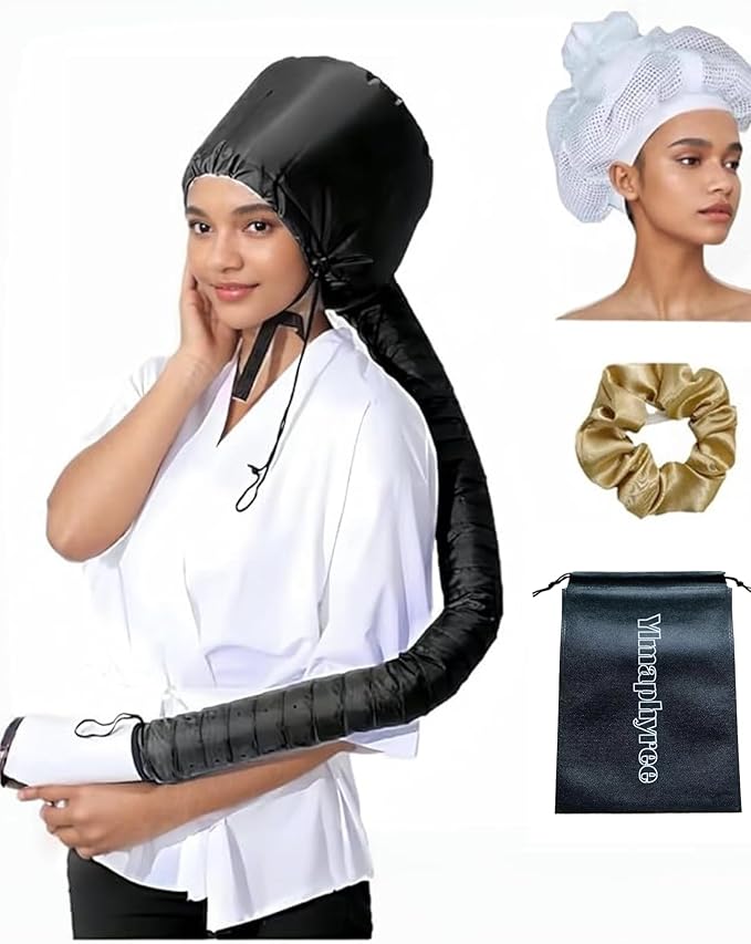 Hair Dryer Bonnet with Plopping Net,Hair Drying Bonnet for Blow Dryer,Portable Home Deep Conditioning Hair Care Hot Cap，Speed Up the Drying
