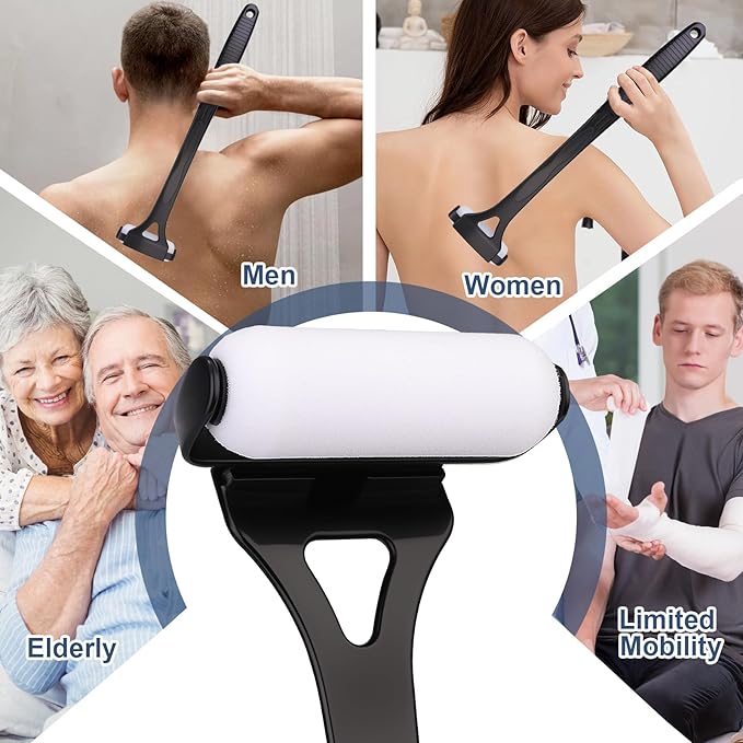 Lotion Applicator for Back, Back Lotion Applicator for Women, Elderly with 3PCS Replacement Foam Rollers, 18.31'' Back Sunscreen Applicator, Apply Skin Moisturizer, Cream, Ointment, Oil, Self Tanner