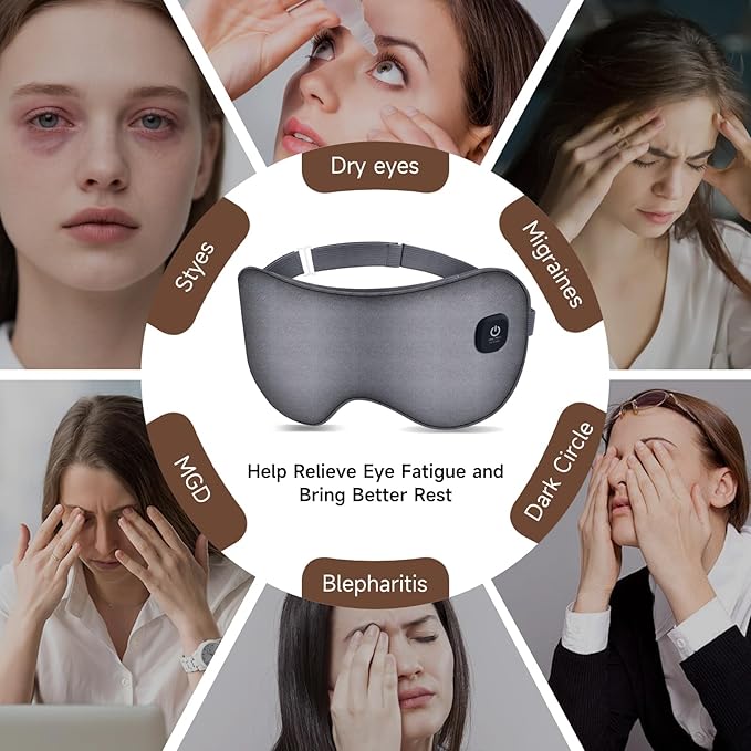 Cordless Dual Cooling & Heating Eye Mask, Heated Eye Mask for Dry Eyes Relief, 3 Heat Settings, Washable Eye Cover, Warm Heating Pad for Stye Eye Treatment, Gel Pad for Puffy Eyes