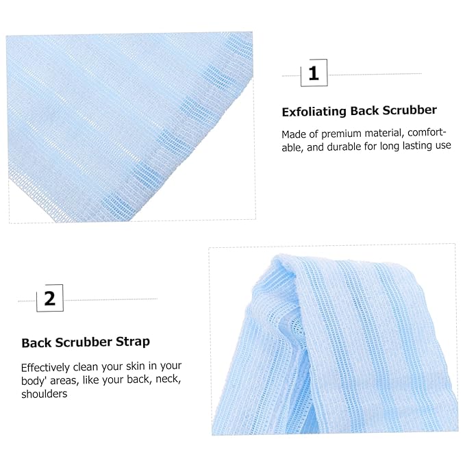 Portable Back Bath Towel Double-sided Exfoliating Shower Scrubber Straps for for Deep Cleaning Back Neck and Shoulders