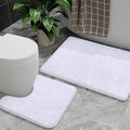 AROGAN Bathroom Rug Sets 2 Piece, 20"x20" U-Shaped Toilet Mat and 21"×34" Bath Mats Floor Set, Machine Washable Bath Rug, Absorbent and Dry Quickly, Soft Non Slip Bathroom Rug Set, White