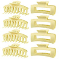 TOCESS Hair Claw Clips for Women - Large 8PK Neutral Matte Jumbo Square Hair Clips for Thick, Thin, Long, Short, Curly Hair Girls, Big Jaw Clip Set for Daily Use (Lemon Yellow)