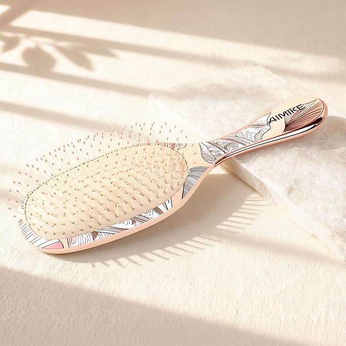 AIMIKE Paddle Hairbrush for Women & Kids – Gentle Hair Brush Detangler for Fine Thin Hair, Soft Flexible Bristles Smooth Knots Painlessly, Makes Brushing Fun for Kids, Works on Wet Dry Hair