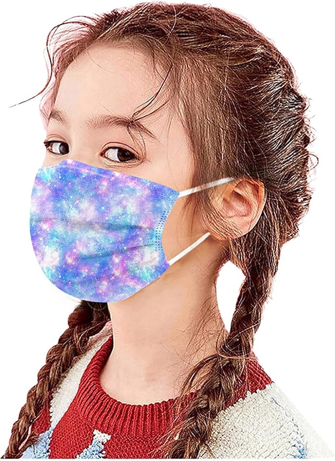 50Pcs Kids Face Mask Childrens 3 Ply Non-Woven Protective Breathable Kids Face Mask for Boys Girls Outdoor School