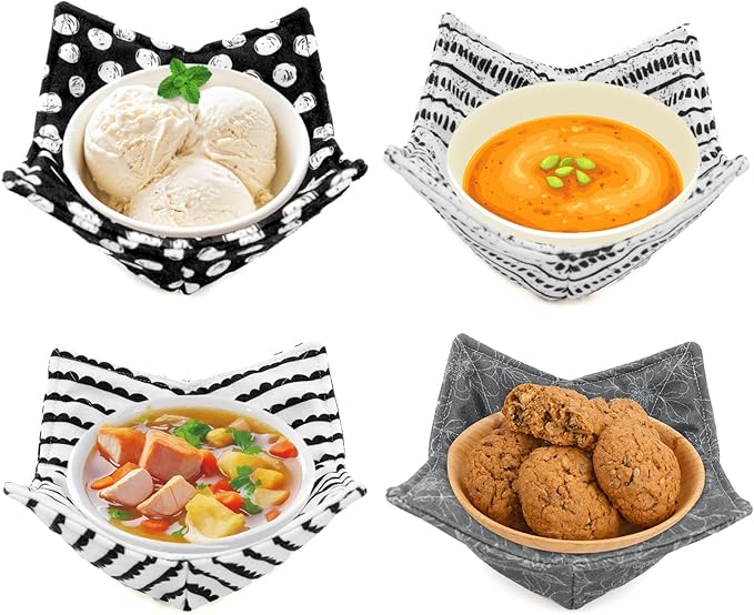 Cotton Microwavable Bowl Cozy, Microwave-Safe Hot Bowl Holders, Soup Bowl Cozy Bowl Hot Pads (R)