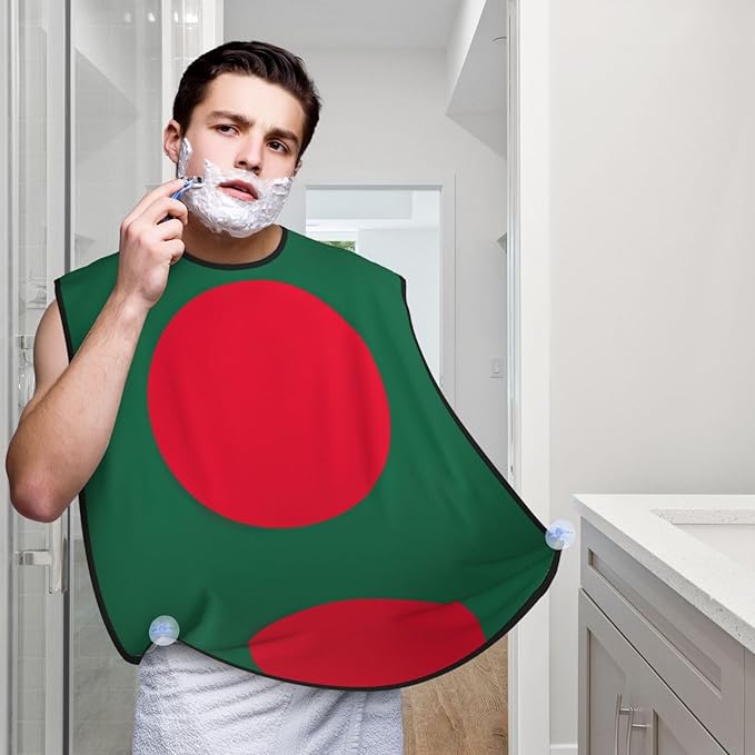 Flag Of Bangladesh Print Beard Bib Shaving Apron, Beard Hair Trimming Cape Gift For Dad
