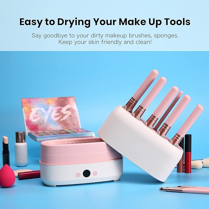 Makeup Brush Dryer Machine Quickly Drying 12 Holes Cosmetic Automatic Brush Drying Machine Multifunctional Tool Electric Makeup Brush Cleaner and Dryer for Professional Salon Home Use