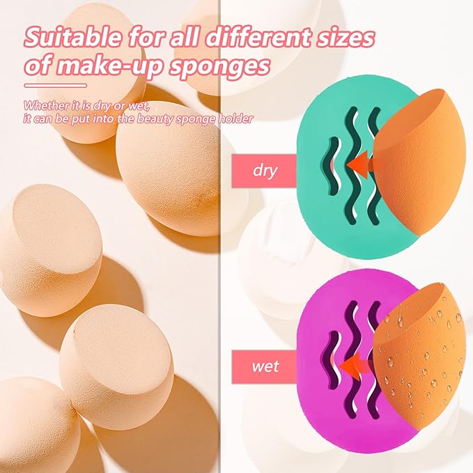 Makeup Sponge Holder Makeup Holder Beauty Blender Bolder Makeup Silicone Makeup Sponge Case Breathable Make Up Sponge Case Makeup Bag Essentials Suitable for Business or Travel（Green）