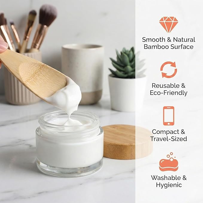 8 Pcs Deodorant Cream Applicators, Portable Face Applicator Bamboo Face Mask Spatula Multi-functional Beauty Spa Mini Spoon Makeup Beauty Tools Set for Deodorant Cream Cosmetic Mask Mud Clay
