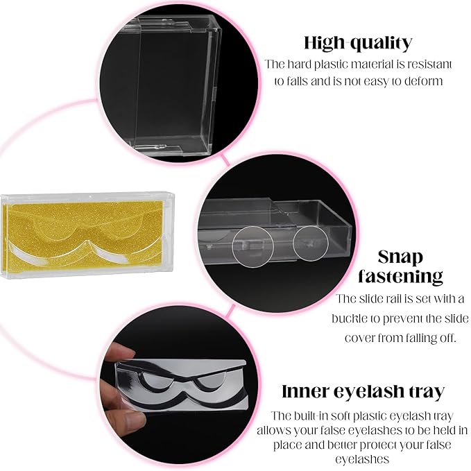 Empty Lash Boxes, 30 Pack Customizable False Eyelash Packaging Cases Bulk Storage Containers, Premium Display and Protection (Gold)