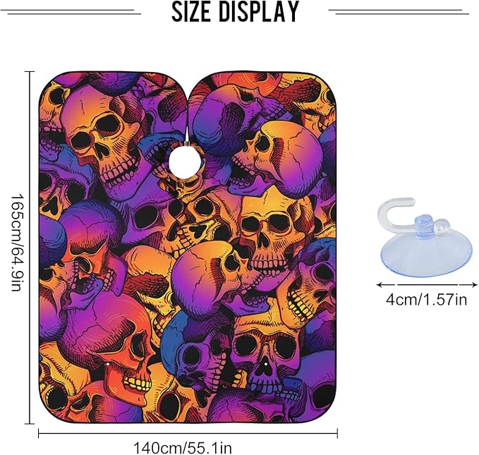 ALAZA Skull Pattern Barber Cape for Men Women, Waterproof Haircut Apron Beard Shaving Bib Hair Cutting Cloth 55 x 65 Inch