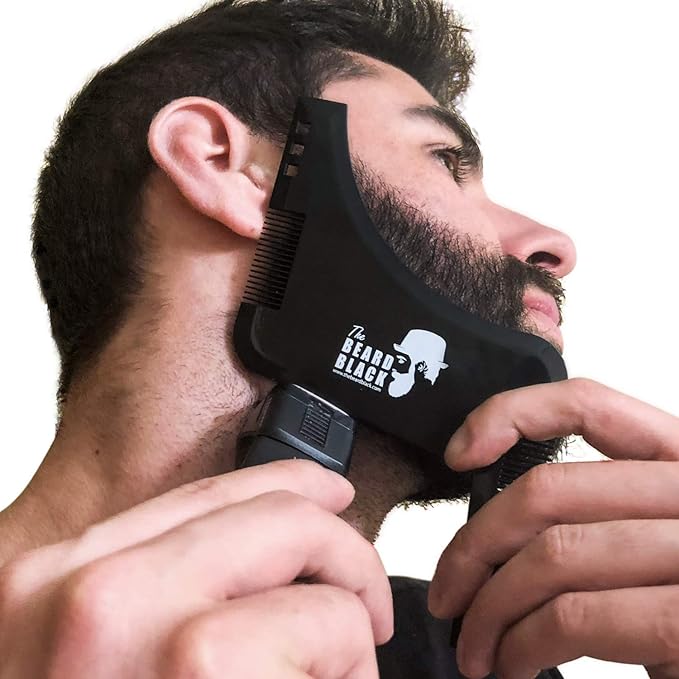 The BEARD BLACK Beard Shaping & Styling Tool with Inbuilt Comb, Perfect for Line Up & Edging, Use with Beard Trimmer or Razor