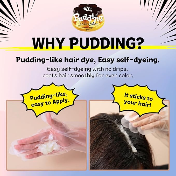 eZn Pudding Hair Dye for Sensitive Scalps – (Mushroom Blond) | No-Drip, Ammonia-Free, Long-Lasting Semi-Permanent Hair Color with Keratin for Gentle Gray Coverage at Home
