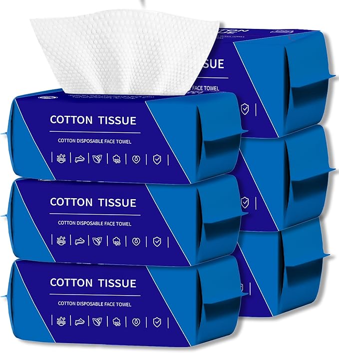 600 Count Disposable Face Towel, Dual-Textured Clean Wipes – Dry/Wet Use, Ultra-Soft Facial Towels, Lint-Free Face Towel Disposable for Women Cleansing, Makeup, Travel