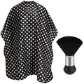 FEBSNOW Barber Cape Waterproof Professional Hair Cutting Cape Neck Duster Brush for Haircut Black and White Dots Salon Beard Hairdressing Kits 46.8 × 56 Inches