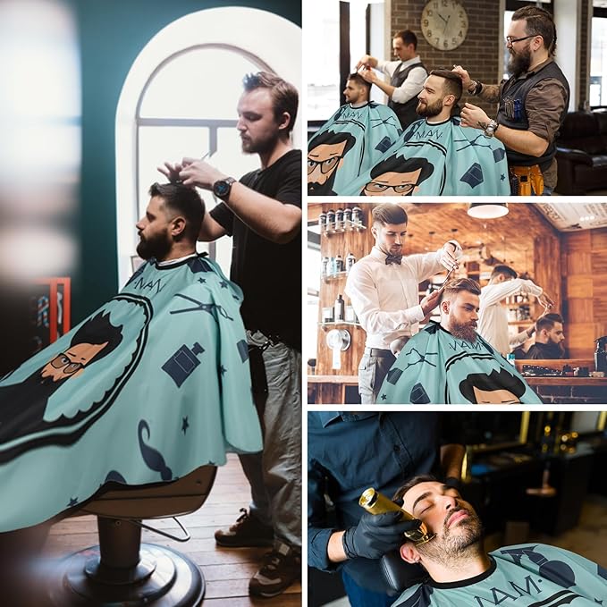 Professional Hair Cutting Cape with Neck Duster Brush, Waterproof Salon Barber Cape with Snaps, Barber Accessories