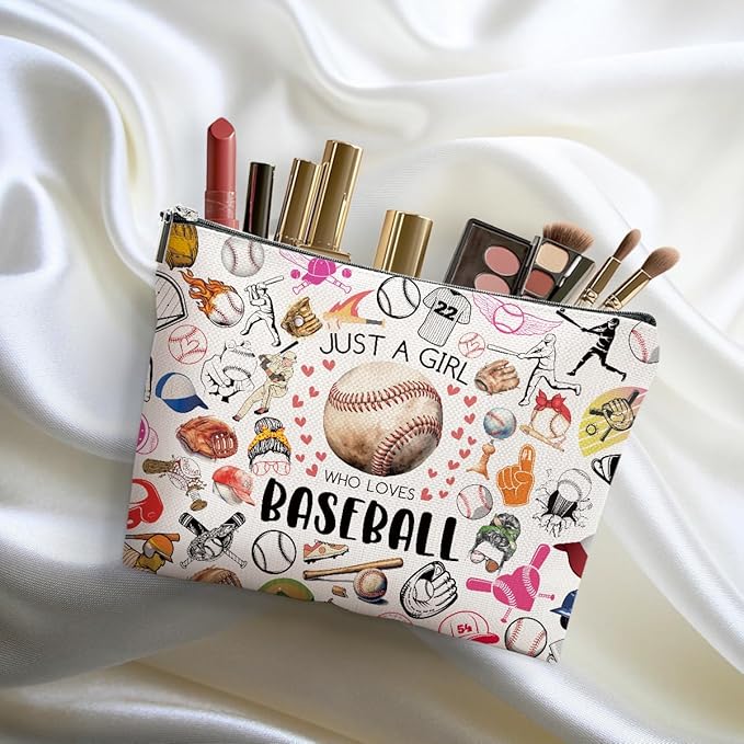 4pcs Baseball Gifts Makeup Bag, Baseballs Coaches Cosmetic Bag Christmas Birthday Gifts for Women Female Coaches Girls Sister BFF, Baseball Stuff Sports Lover Gift Travel Toiletry Bags