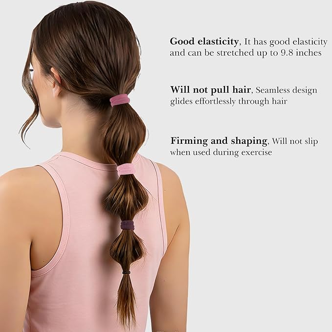 100PCS Hair Ties for Sports Yoga, Seamless Nylon Elastic Ponytail Holders for Thin/Thick Hair Stretchy Hair Bands Women Girls