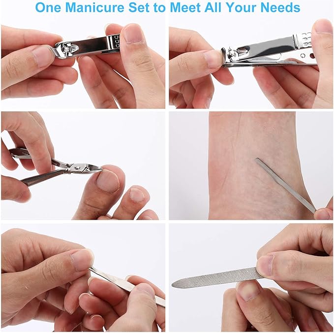OKOM 19PCS Nail Clipper Set - Professional Manicure Nail Kit for Men Women, Stainless Steel Nail Clippers with Case