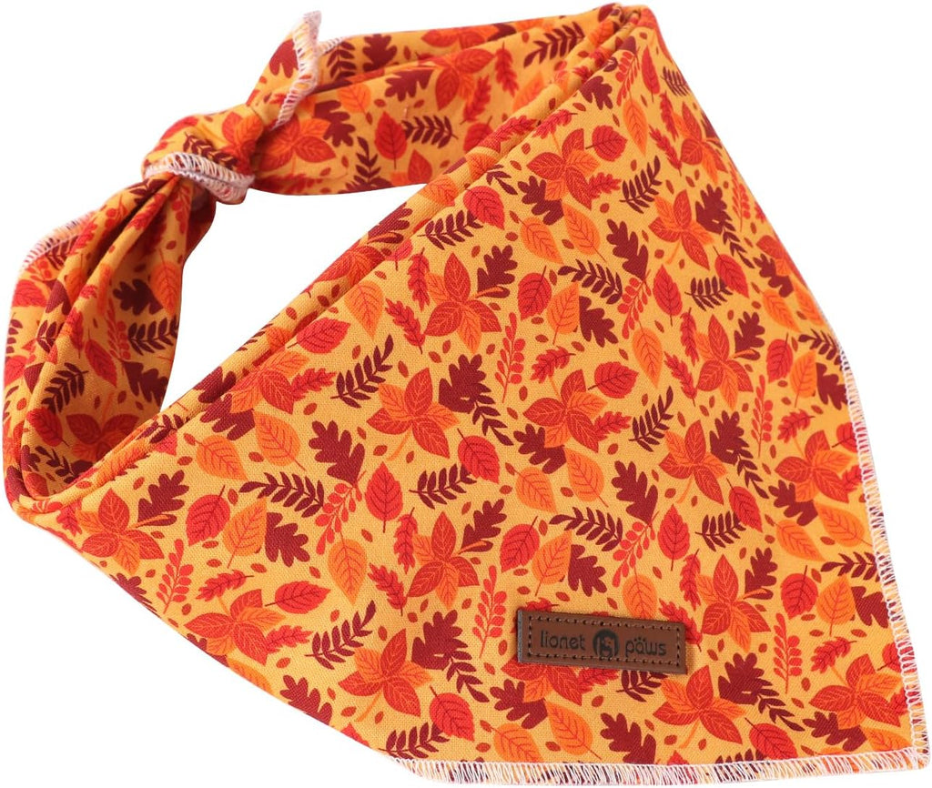 Lionet Paws Fall Dog Bandana for Small Medium Large Dogs, Cat Dog Kerchief Washable Dog Triangle Bibs Scarf for Girl or Boy
