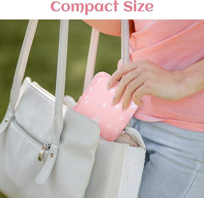 4Pcs Sanitary Napkin Storage Bag, Portable Period Bag for Teen Girls Woman, Pad Pouch Tampon for Purse, Reusable Zipper Period Pouches for Teen School Office Travel Feminine Care Organizer, Flamingo