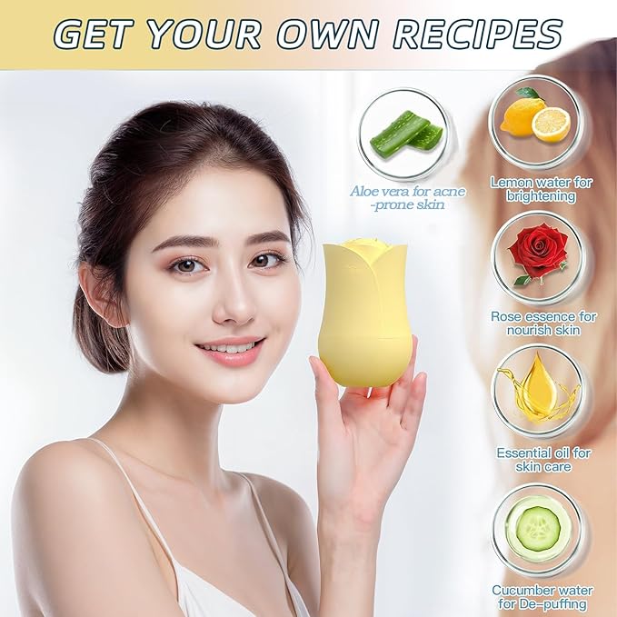 Ice Roller For Face，Cryo Cube Ice Roller For Facial And Eye,Skincare Tools,For Relieving Facial Edema, Shrinking Pores, And Lifting And Firming The Skin (Yellow)