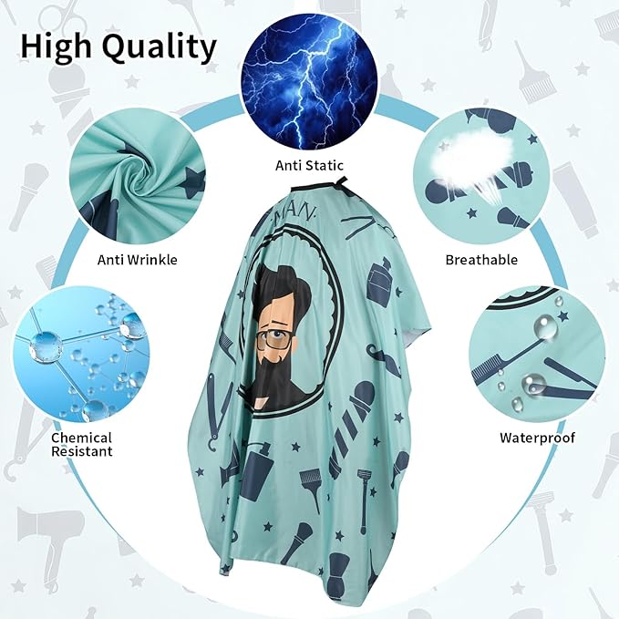 Professional Hair Cutting Cape(2 Pack), Salon Barber Cape with Adjustable Snap Closure