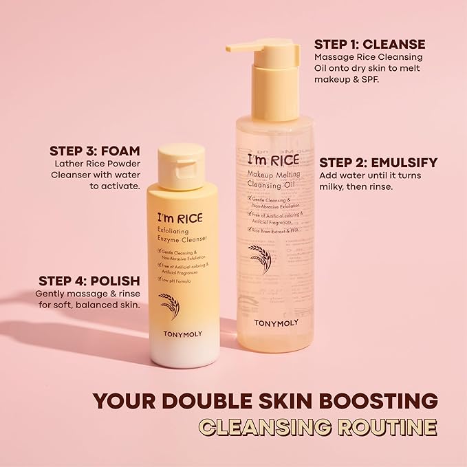TONYMOLY I’m Rice Makeup Melting Cleansing Oil – 215ml | Gentle Cleanser for Sensitive Skin | Removes Makeup & Impurities | Rice Bran Oil + PHA | Non-Comedogenic, Fragrance-Free, Korean Skincare