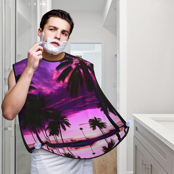 Pansy Perfection Print Beard Bib Shaving Apron, Beard Hair Trimming Cape Gift For Dad