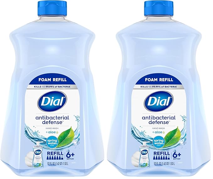 Dial Antibacterial Foaming Hand Soap Refill, Spring Water, 52 fl oz (Pack of 2)
