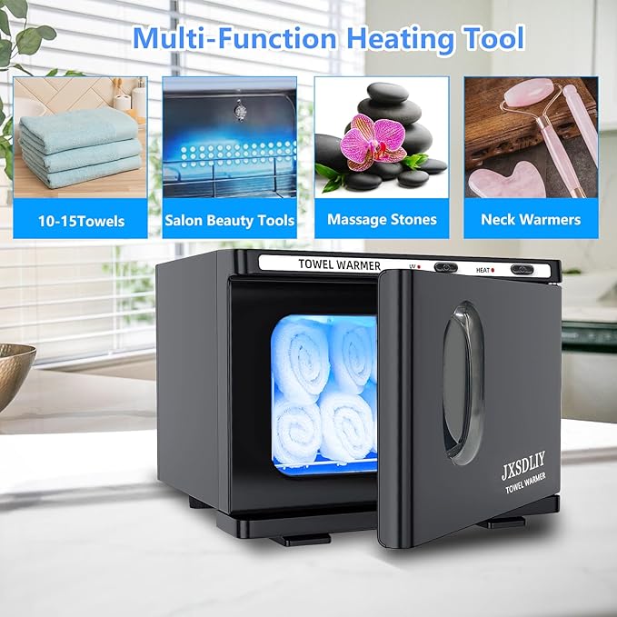 Personal 8L Small Hot Towel Warmer for Salon Beauty Bathroom Hot Towel Cabinet 2-in-1 Home Spa Towel Warmer for Facials, Upgrade Fast Heating Towel Heater Towel Steamer (8L, Black)