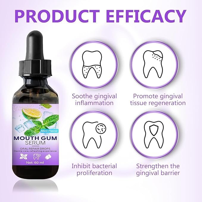 Gum Restore Drop - Gum Repair for Receding Gums & Stain Removal Natural, Fresh Breath and Portable Oral Care Solution (60ml)