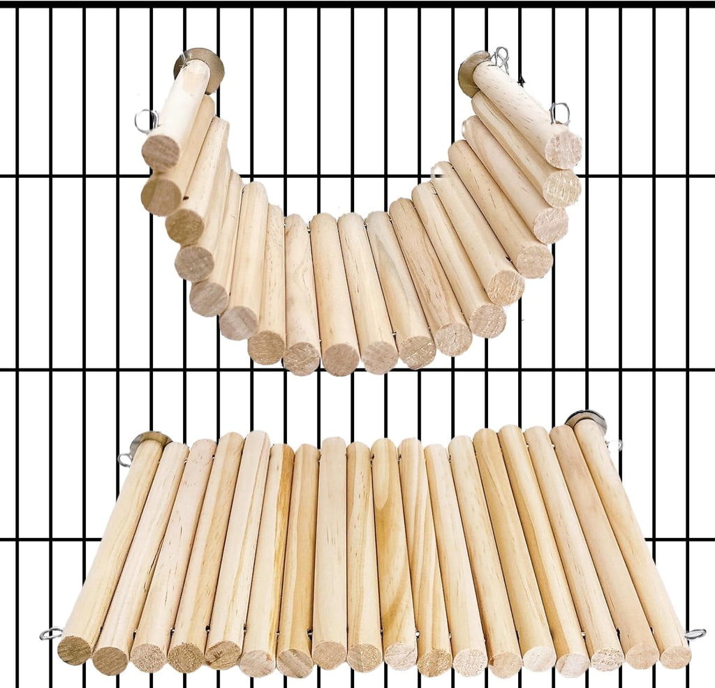 2Pcs Chinchilla Wood Ledge Hamster Wooden Flexible Platform Perch Climbing Toys Cage Accessories for Rat Mouse Sugar Glider Small Animal