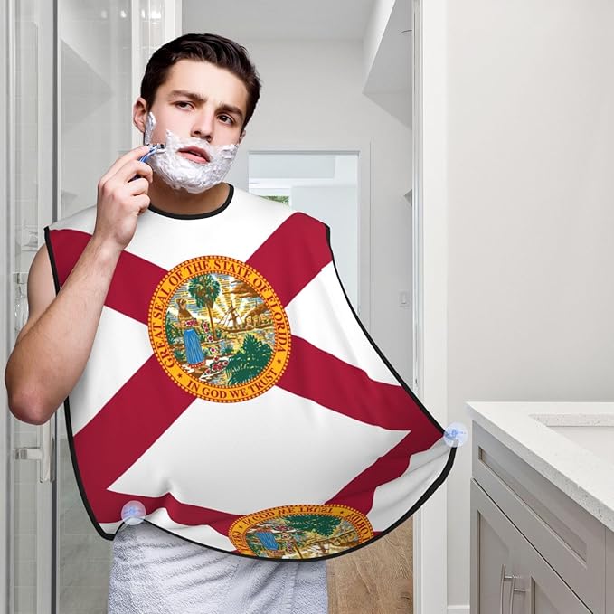 Flag Of Georgia Print Beard Bib Shaving Apron, Beard Hair Trimming Cape Gift For Dad